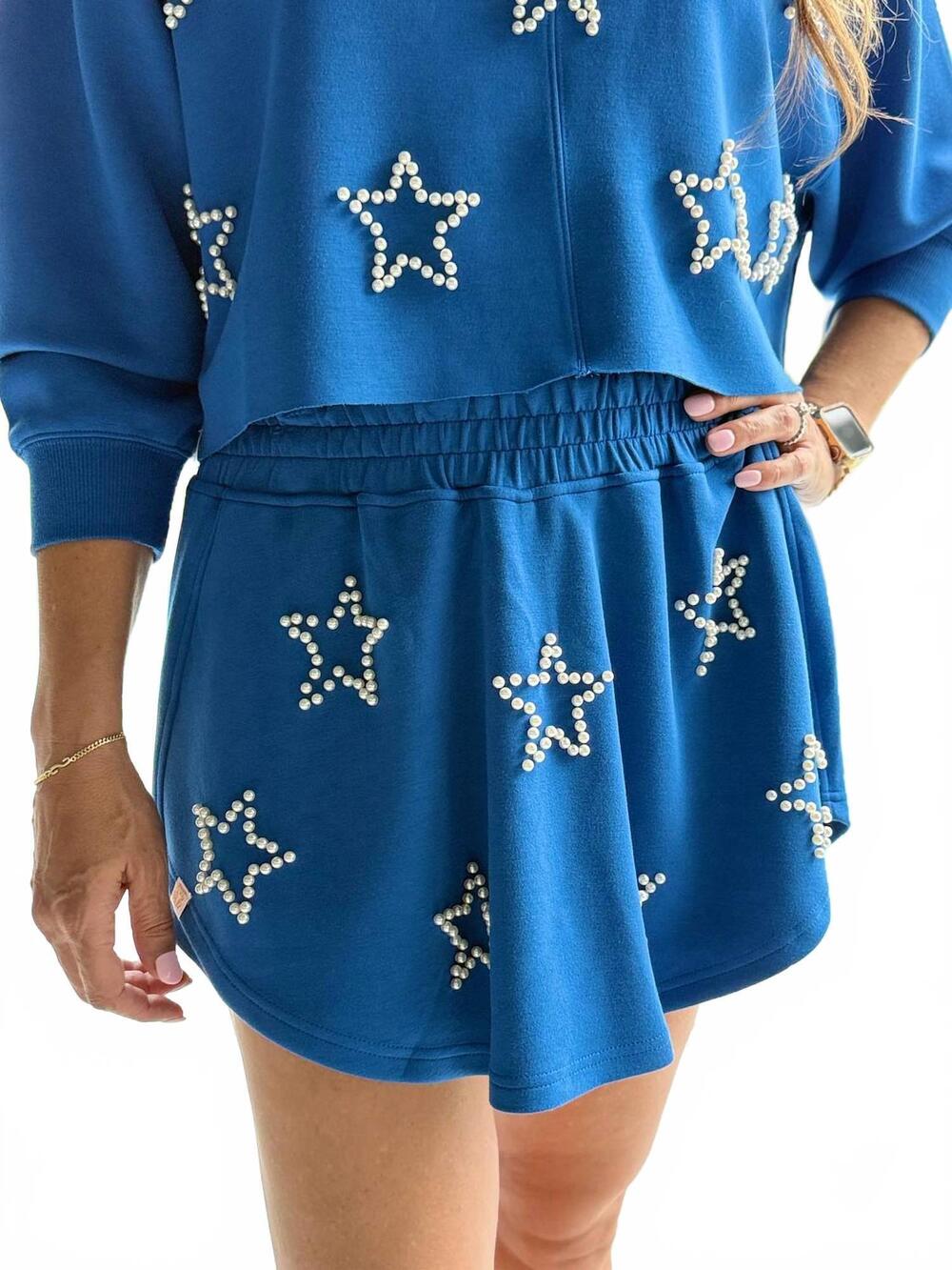 NEW SIMPLY SOUTHERN pearl star shorts in blue